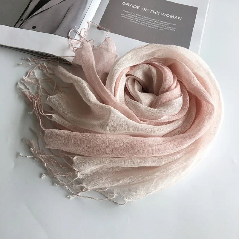 100% linen gradient color spring/summer women's scarf