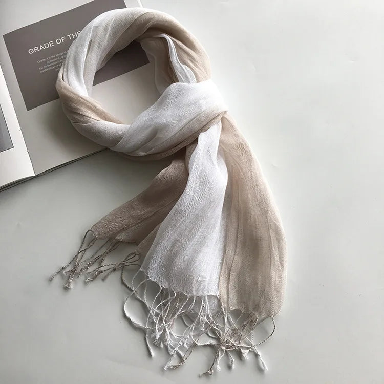 100% linen gradient color spring/summer women's scarf