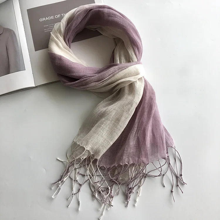100% linen gradient color spring/summer women's scarf