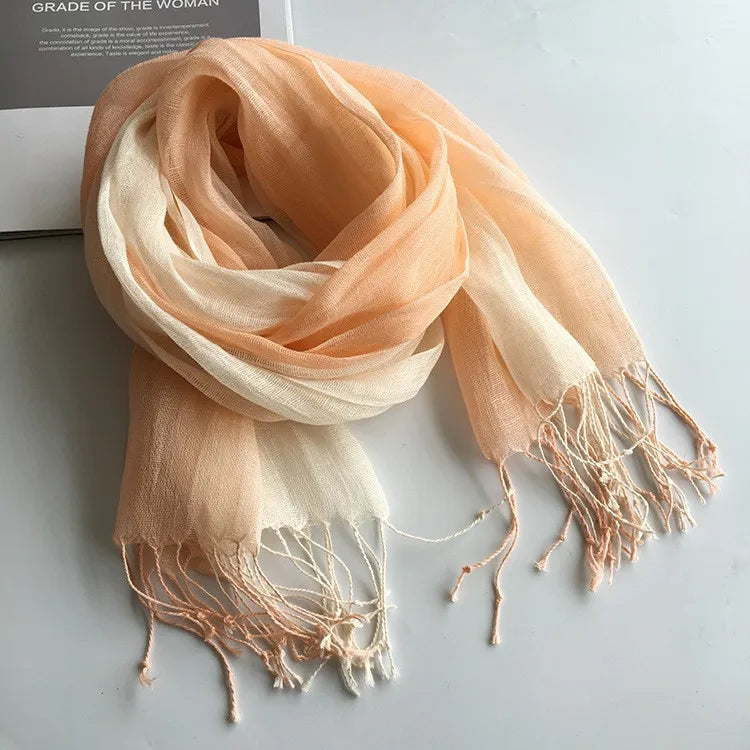 100% linen gradient color spring/summer women's scarf