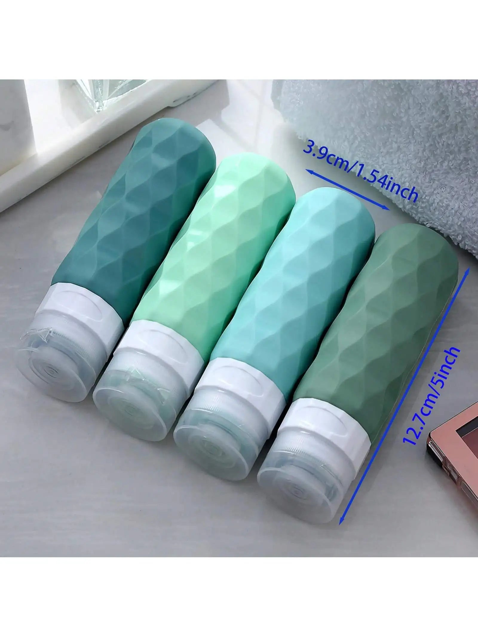 4-Pack Silicone Travel Bottles – TSA Approved & Leak-Proof (3oz)