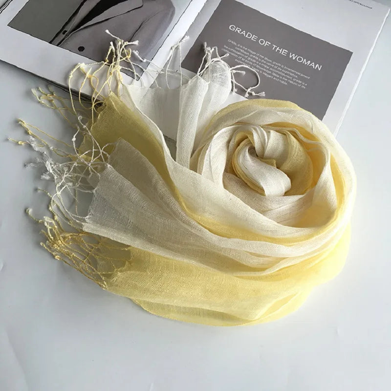 100% linen gradient color spring/summer women's scarf