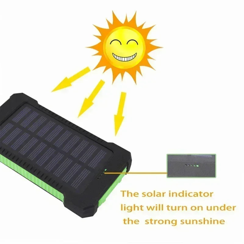 100,000mAh Solar Power Bank – Waterproof Portable Charger w/ Flashlight