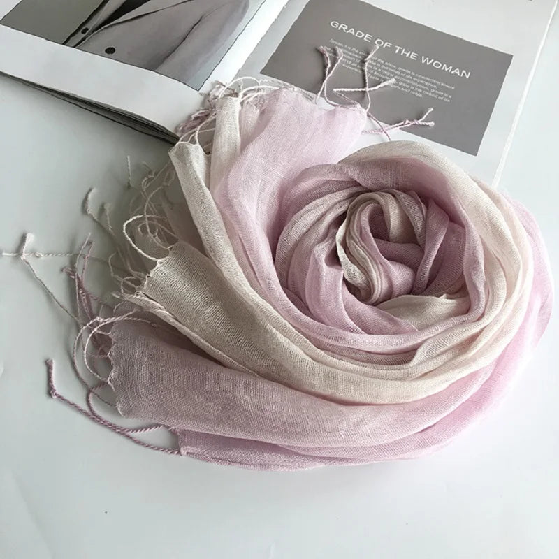 100% linen gradient color spring/summer women's scarf