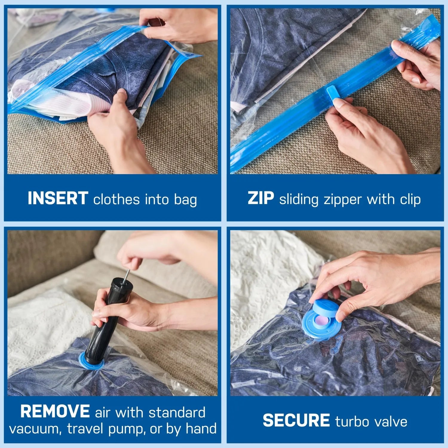 5-Pack Vacuum Storage Bags – Space Saver for Clothes & Bedding