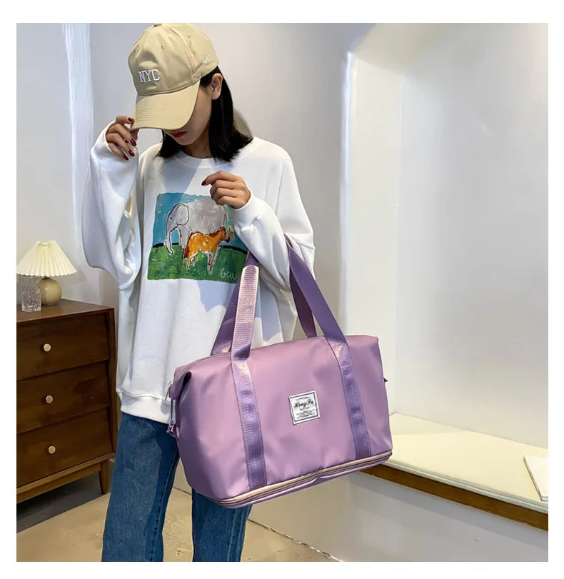 UNIXINU Waterproof Travel Duffle Bag – Large Nylon Gym Tote for Women