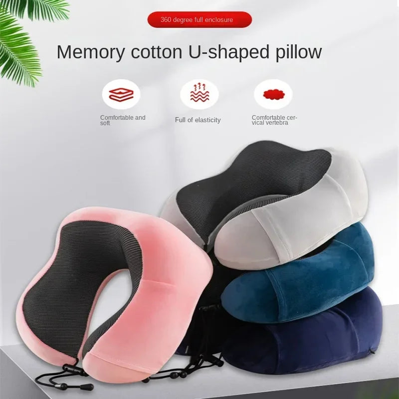 U-Shaped Memory Foam Travel Pillow – Soft Neck Support for Airplanes