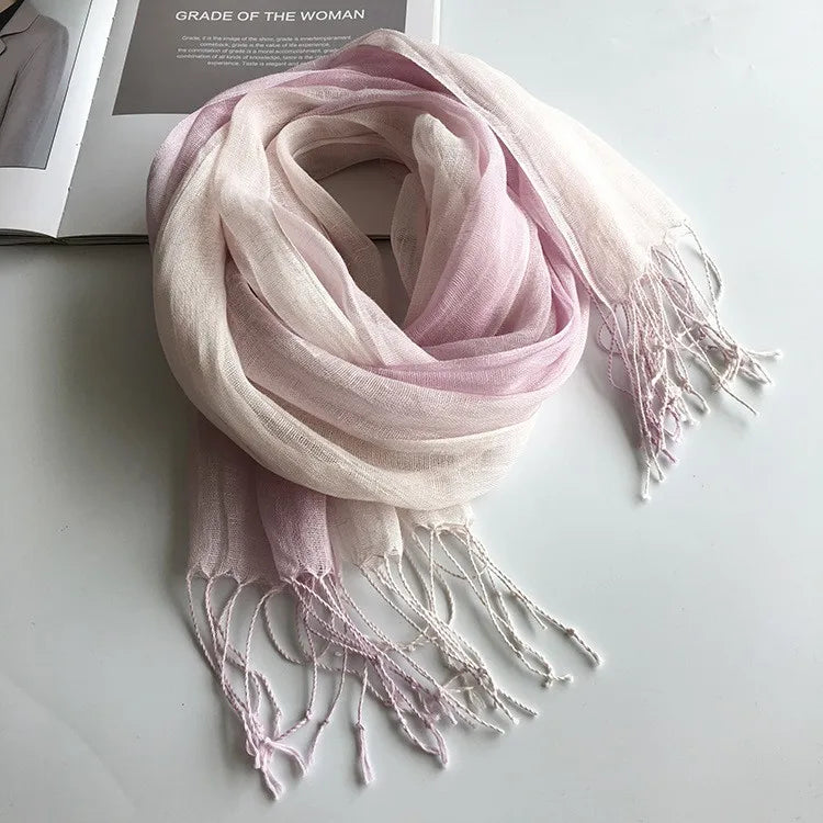 100% linen gradient color spring/summer women's scarf
