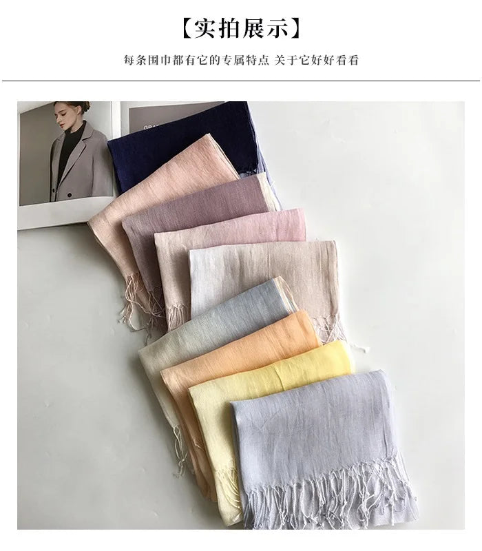 100% linen gradient color spring/summer women's scarf