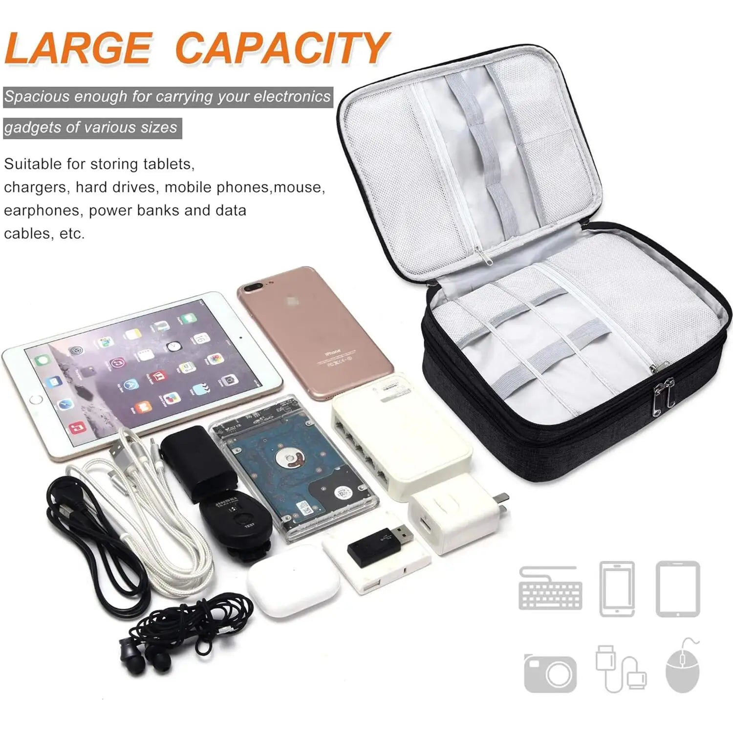 Digital Cable Organizer Bag – Waterproof Gadget Storage Pouch