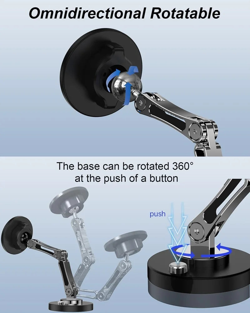 15W Magnetic Car Charger – Foldable 360° Mount for iPhone & Samsung