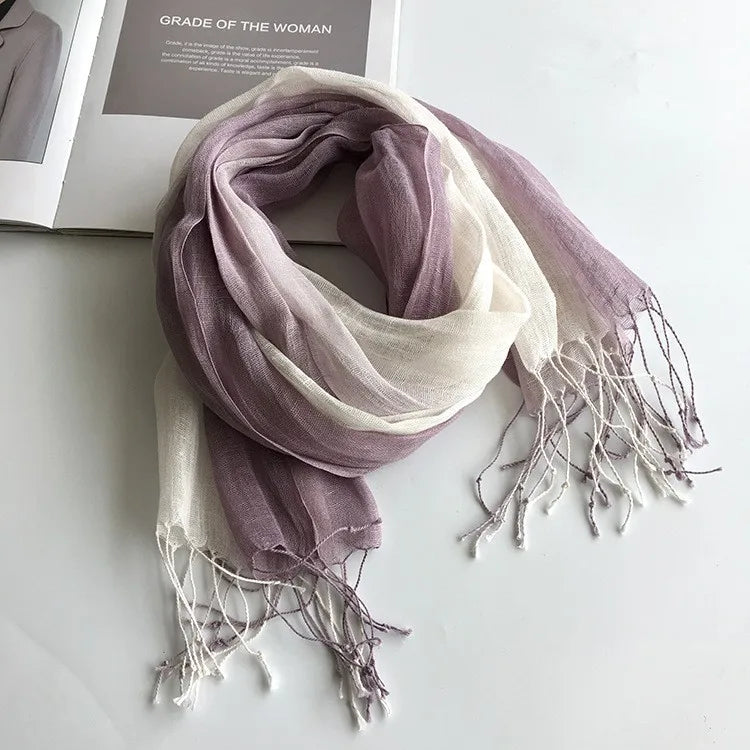 100% linen gradient color spring/summer women's scarf