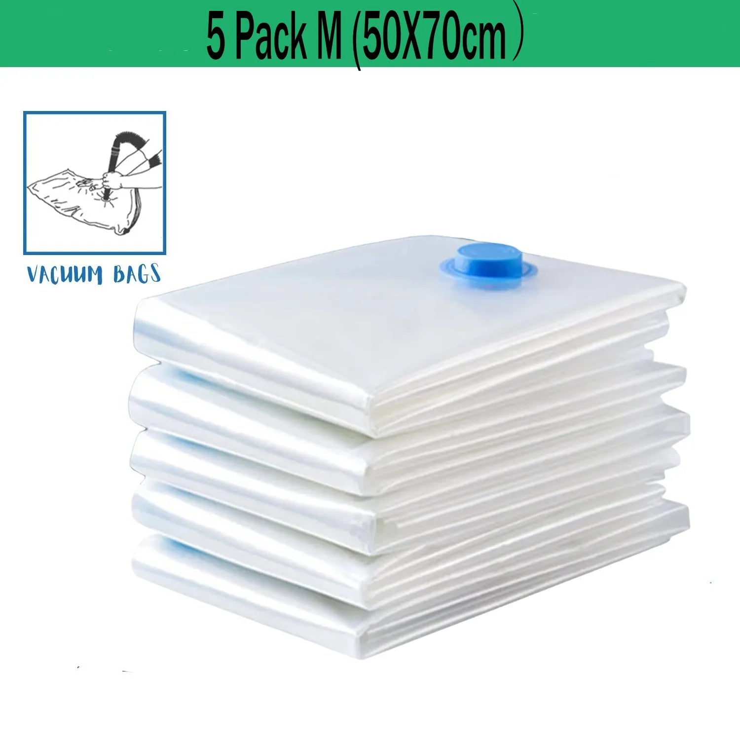 5-Pack Vacuum Storage Bags – Space Saver for Clothes & Bedding