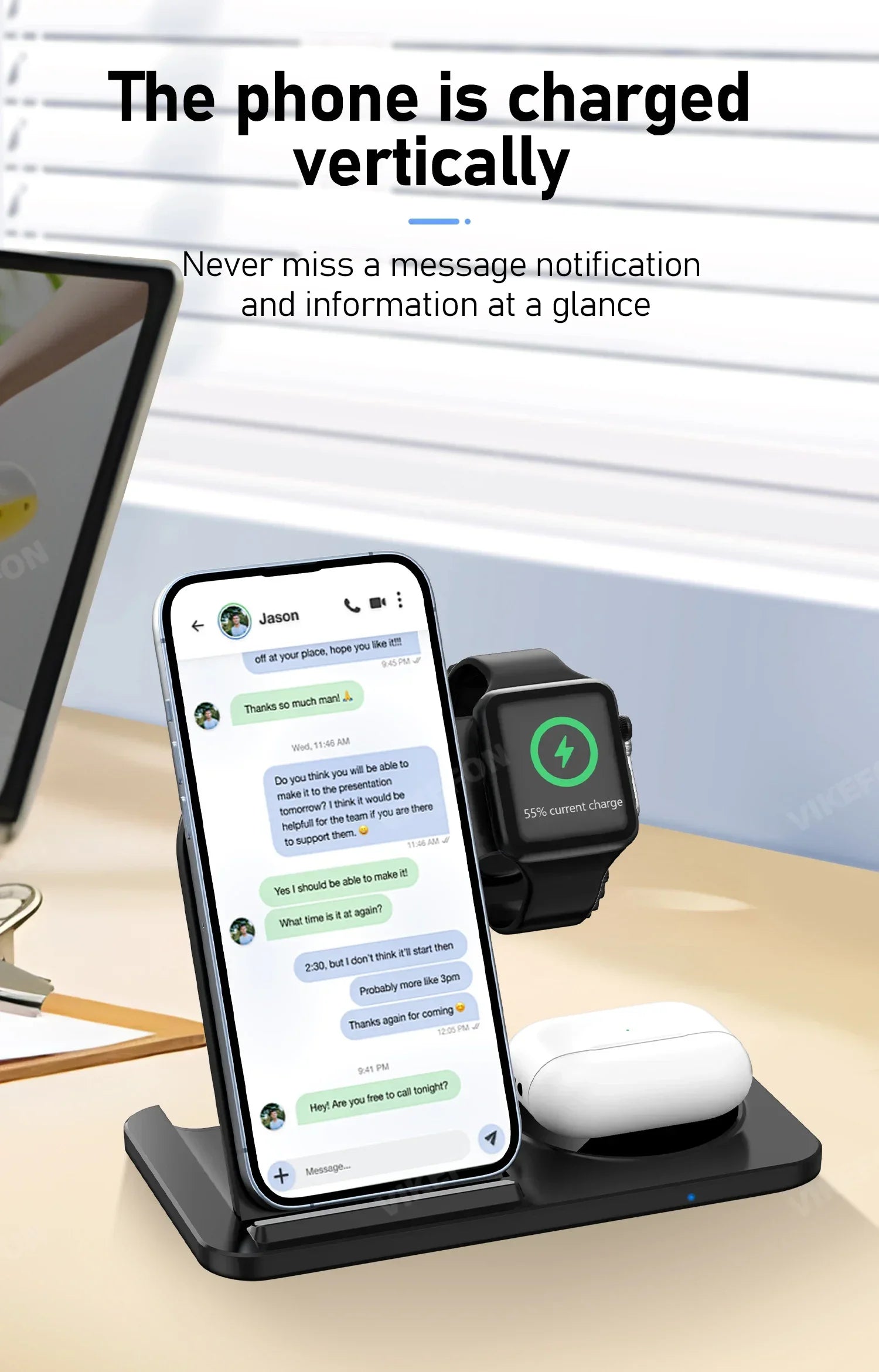 30W 3-in-1 Foldable Wireless Charging Station – For iPhone, Apple Watch & AirPods