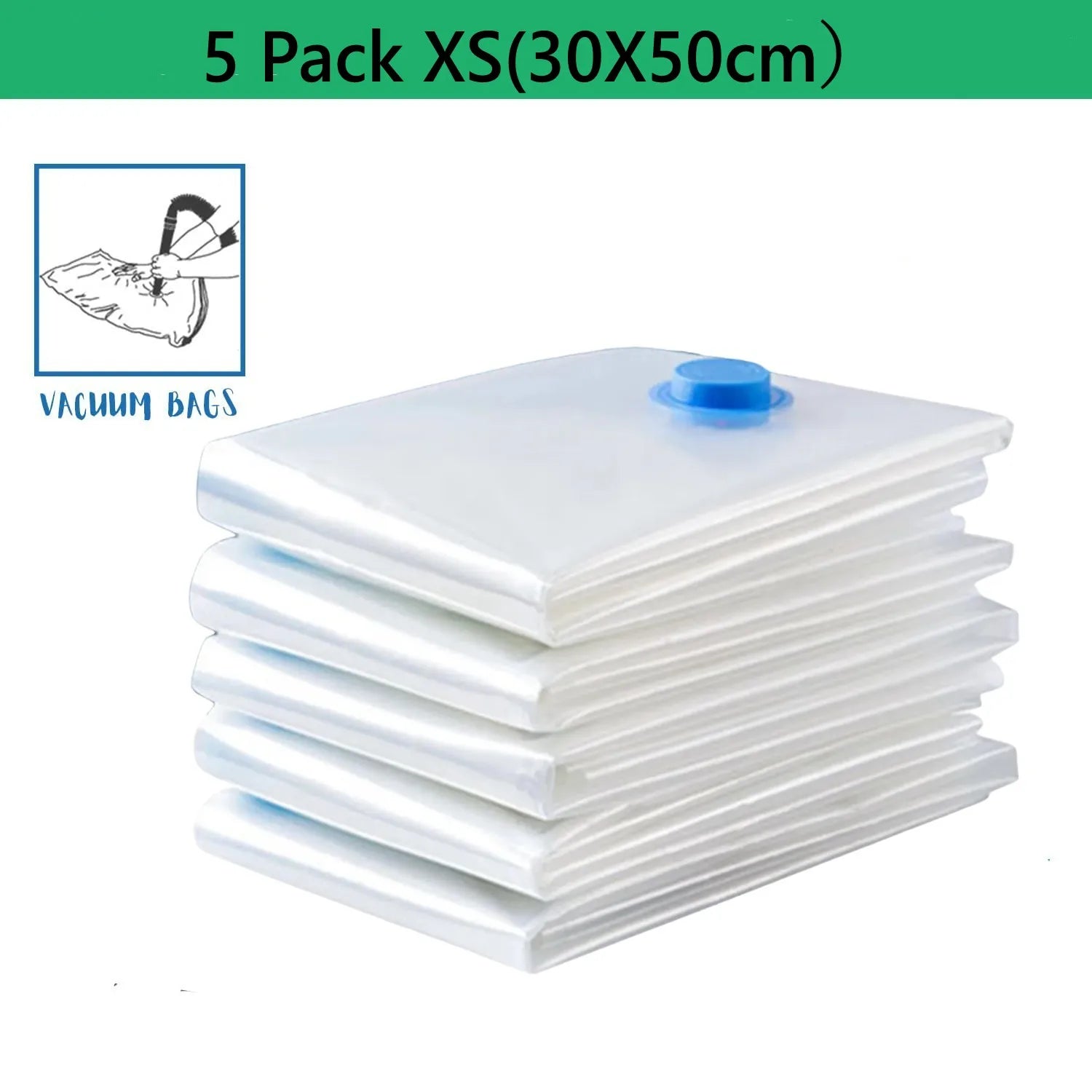5-Pack Vacuum Storage Bags – Space Saver for Clothes & Bedding