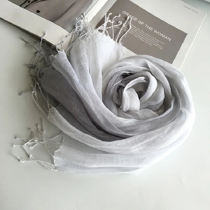 100% linen gradient color spring/summer women's scarf