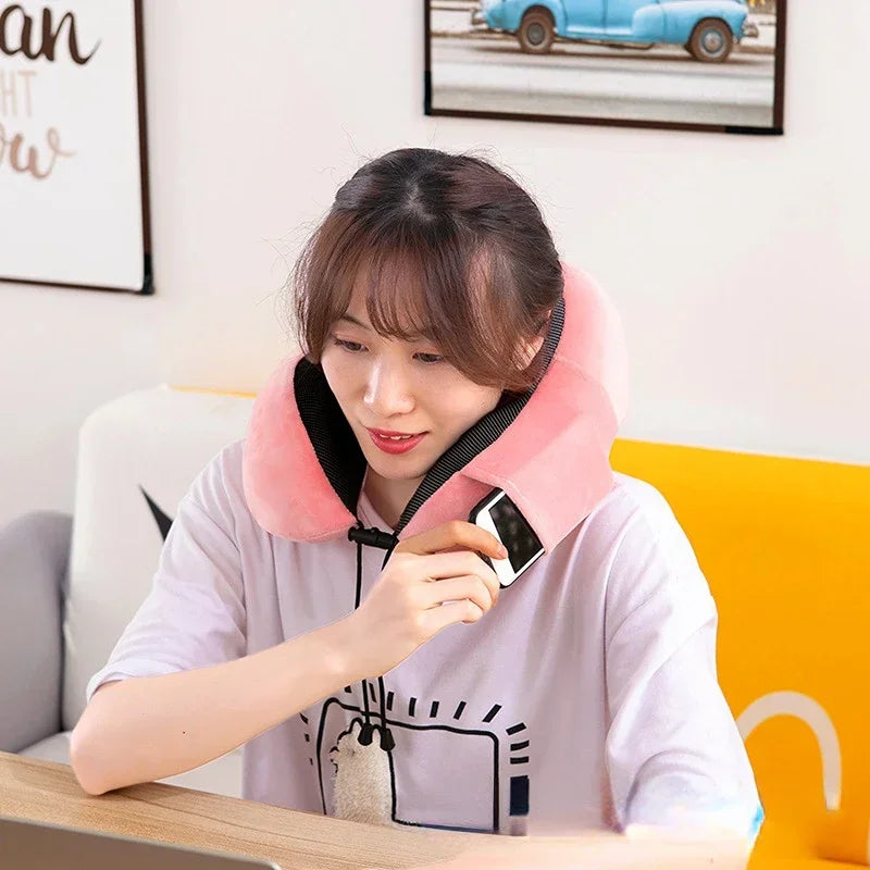 U-Shaped Memory Foam Travel Pillow – Soft Neck Support for Airplanes