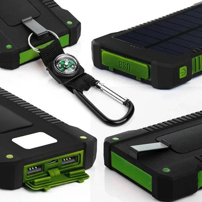 100,000mAh Solar Power Bank – Waterproof Portable Charger w/ Flashlight