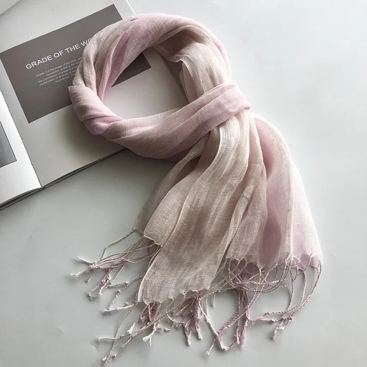 100% linen gradient color spring/summer women's scarf