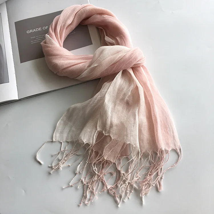 100% linen gradient color spring/summer women's scarf