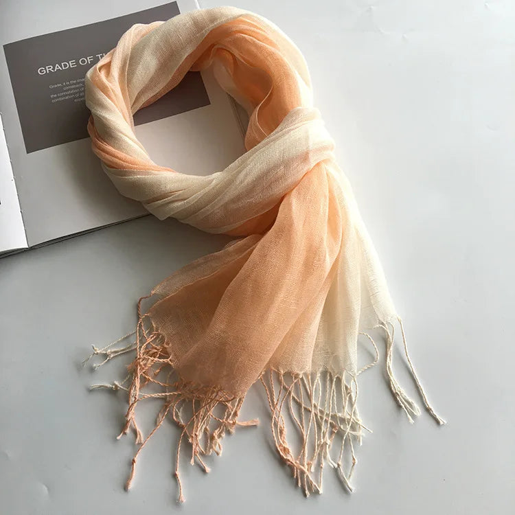 100% linen gradient color spring/summer women's scarf
