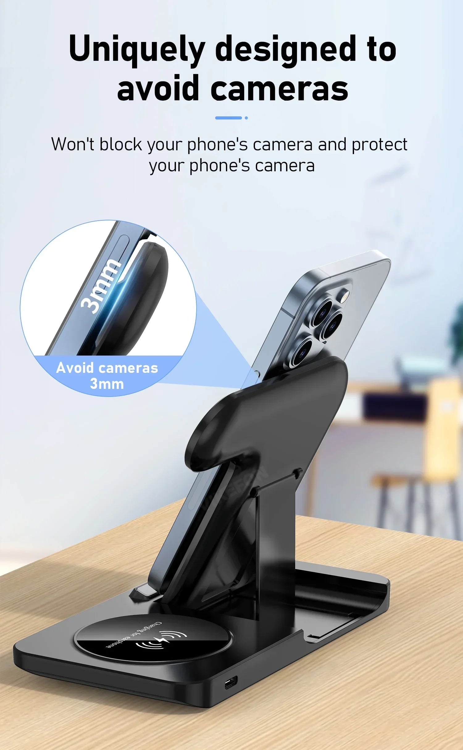 30W 3-in-1 Foldable Wireless Charging Station – For iPhone, Apple Watch & AirPods