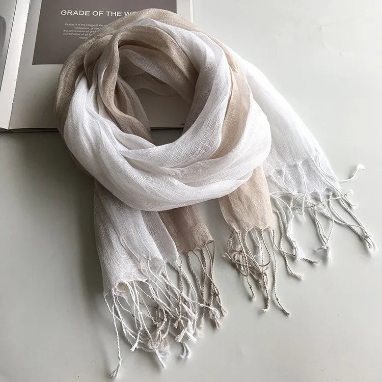 100% linen gradient color spring/summer women's scarf