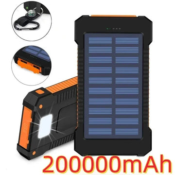 100,000mAh Solar Power Bank – Waterproof Portable Charger w/ Flashlight