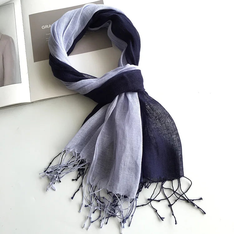 100% linen gradient color spring/summer women's scarf