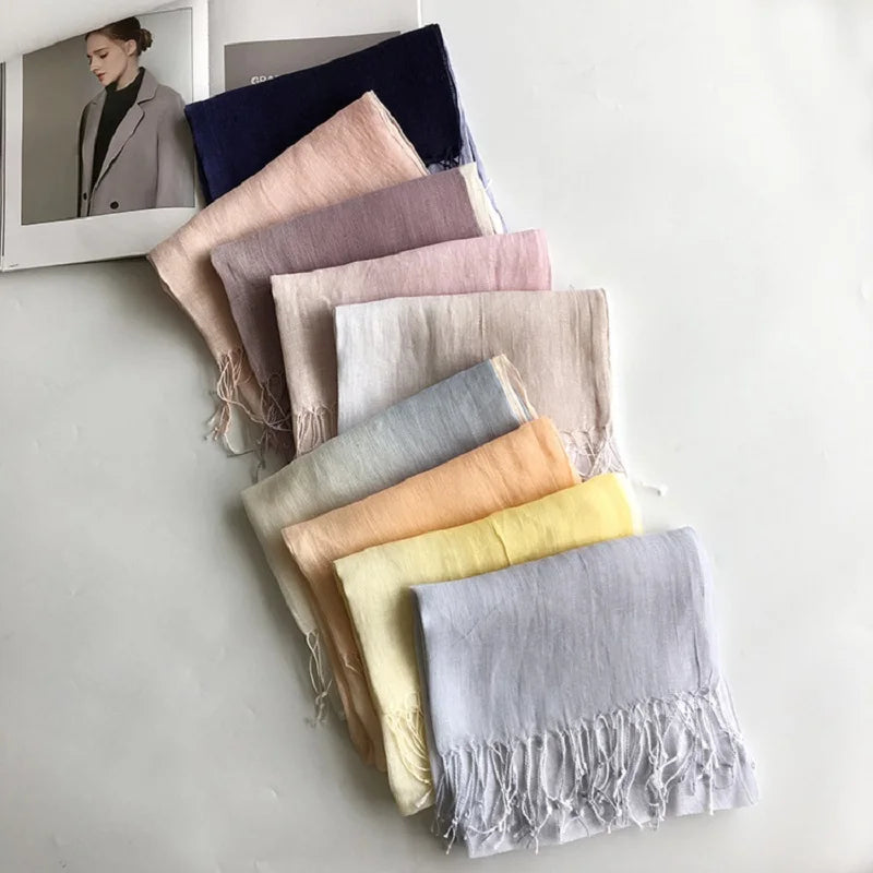 100% linen gradient color spring/summer women's scarf