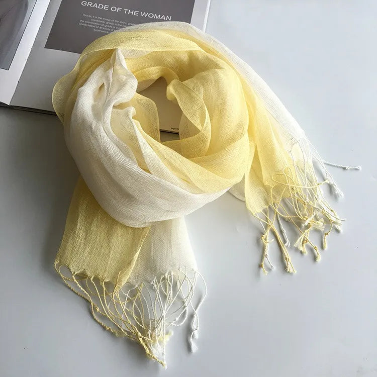 100% linen gradient color spring/summer women's scarf