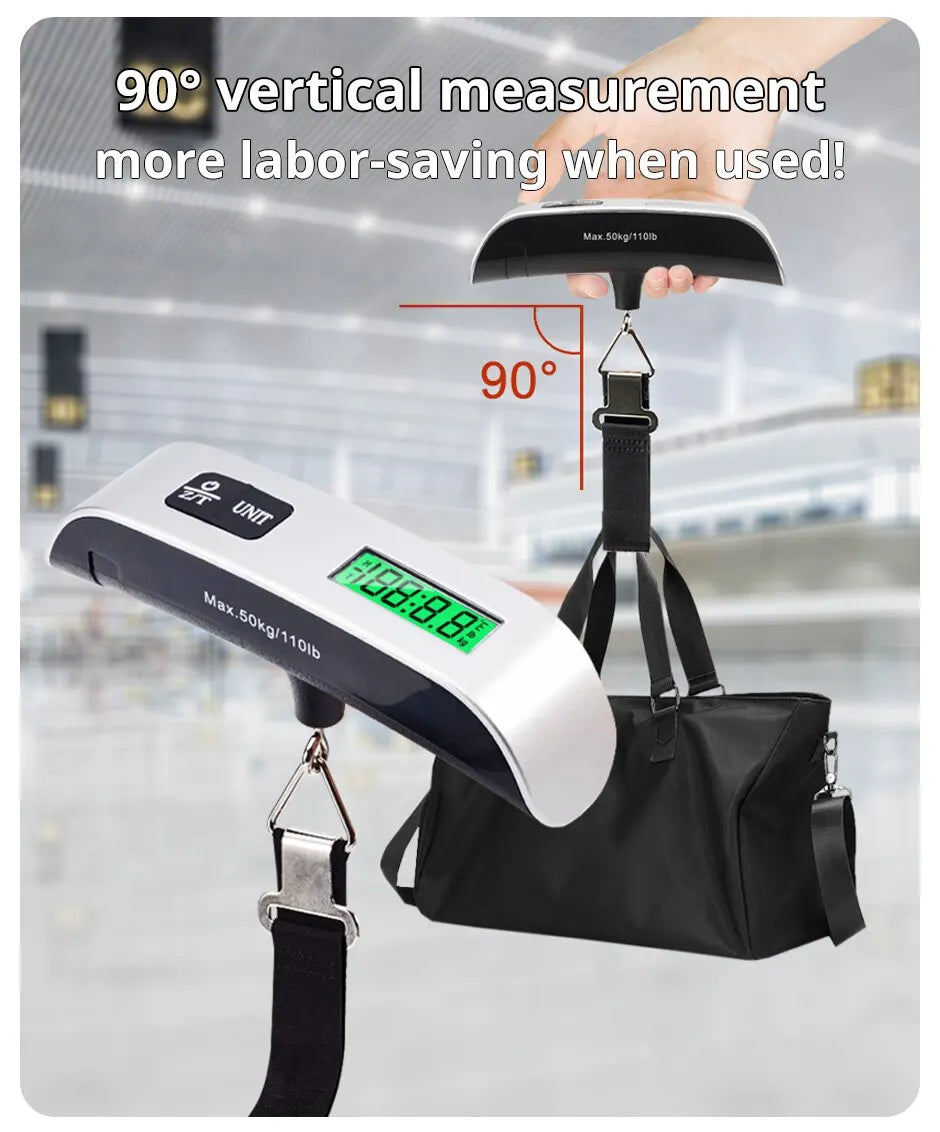 Digital Luggage Scale with LCD Display – 110lb/50kg Portable Travel Weighing Tool