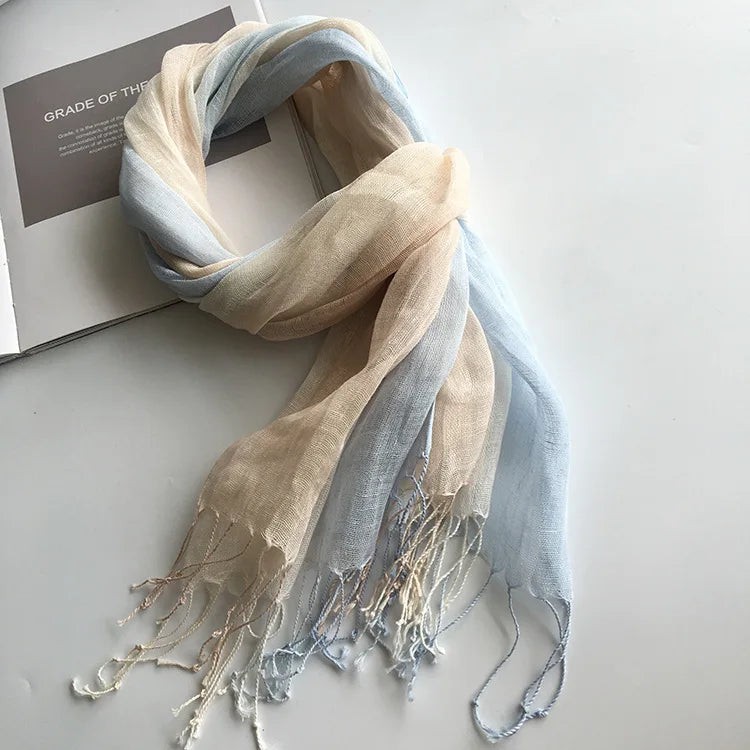 100% linen gradient color spring/summer women's scarf