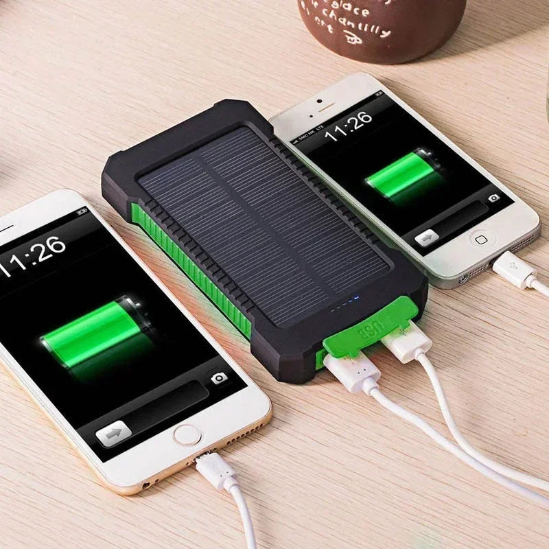 100,000mAh Solar Power Bank – Waterproof Portable Charger w/ Flashlight
