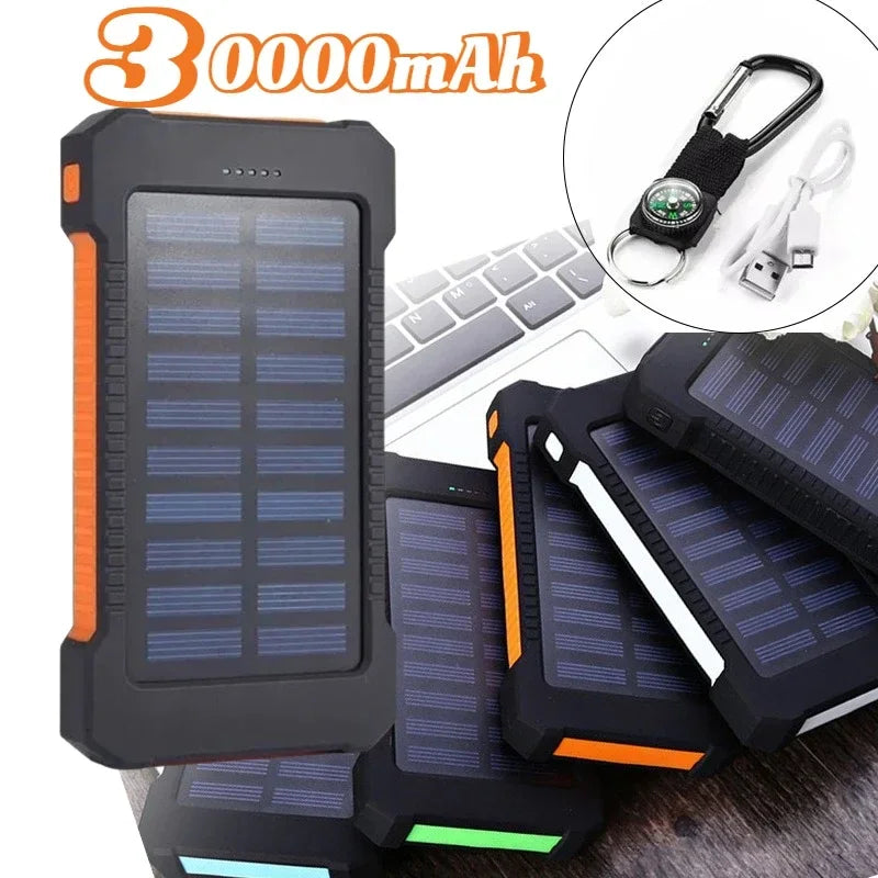 100,000mAh Solar Power Bank – Waterproof Portable Charger w/ Flashlight