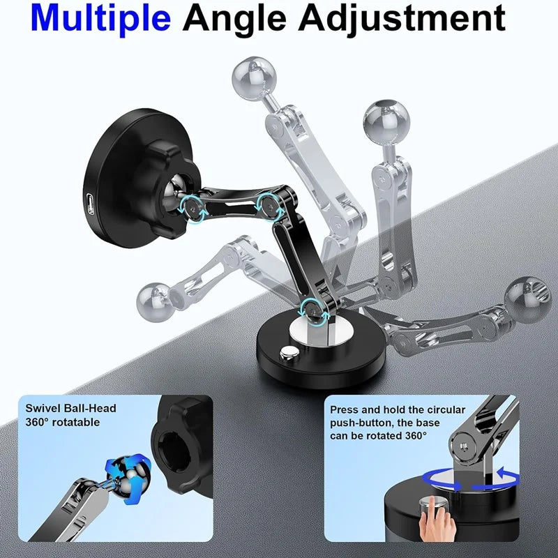 15W Magnetic Car Charger – Foldable 360° Mount for iPhone & Samsung