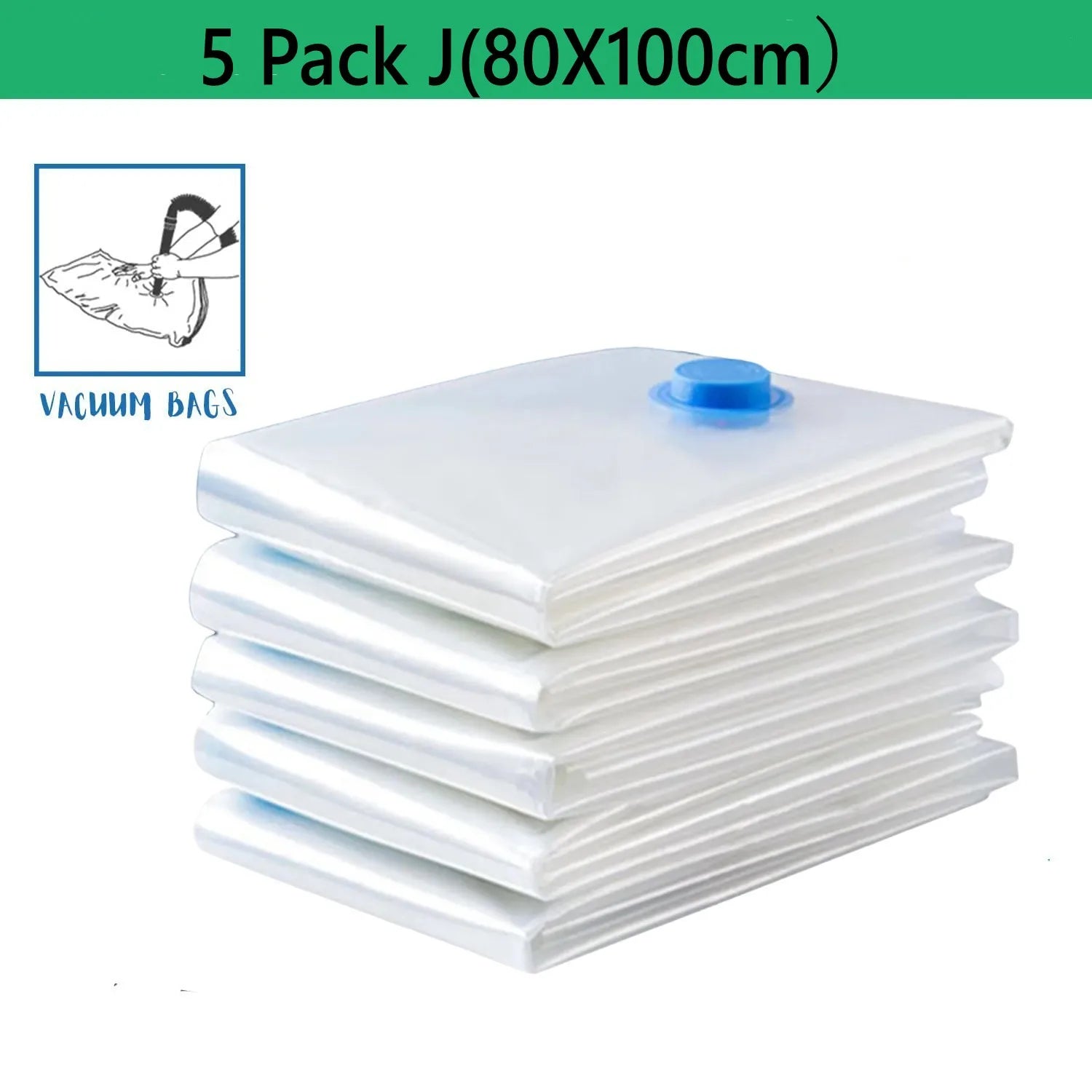 5-Pack Vacuum Storage Bags – Space Saver for Clothes & Bedding