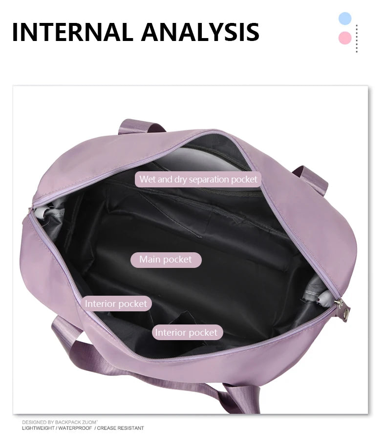 UNIXINU Waterproof Travel Duffle Bag – Large Nylon Gym Tote for Women