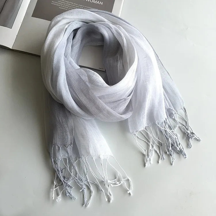 100% linen gradient color spring/summer women's scarf